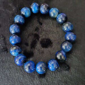 206.50CTS BLUE TIGER'S EYE STRECHABLE BRACELET NWOT